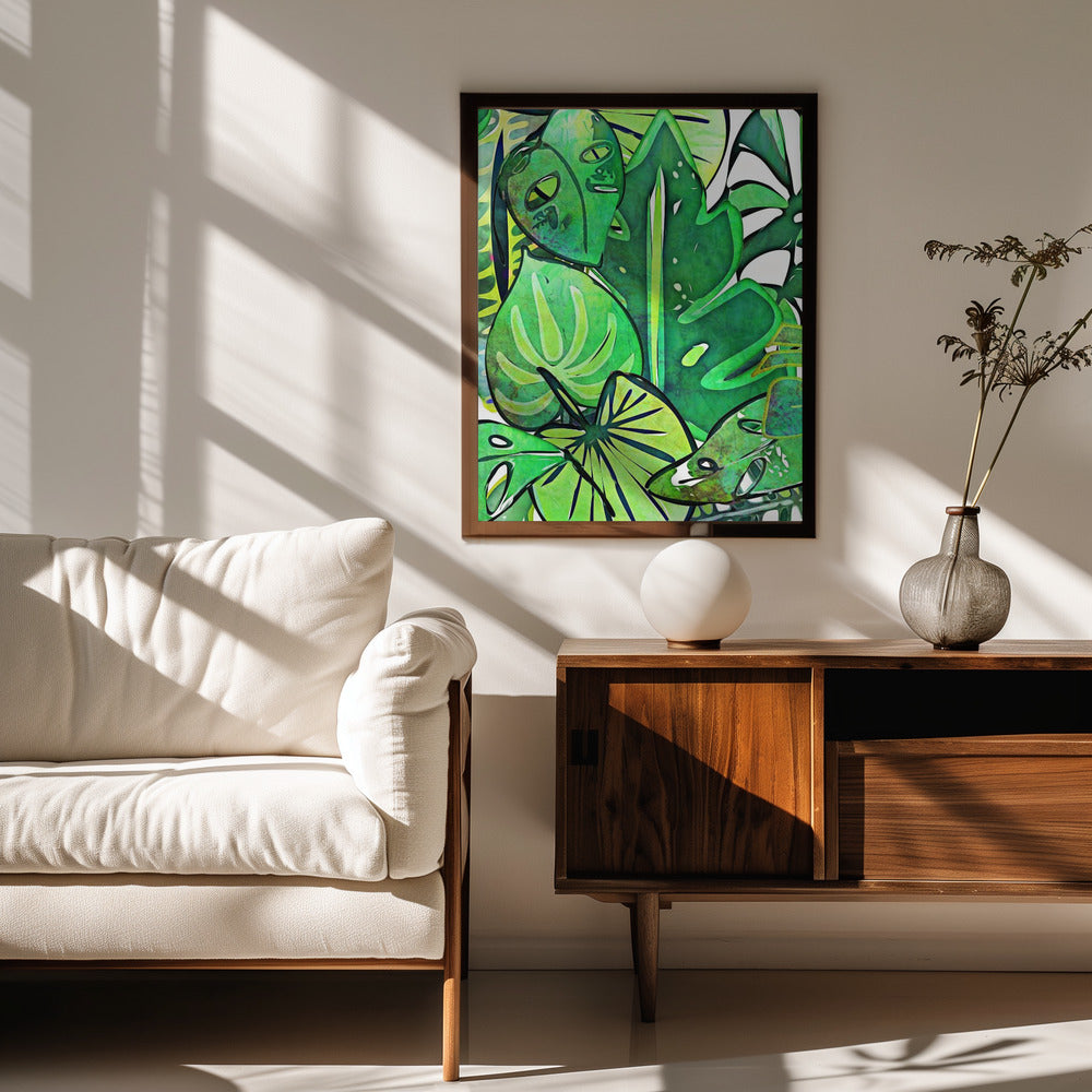 Lush Bohemian Tropical Leaves Poster