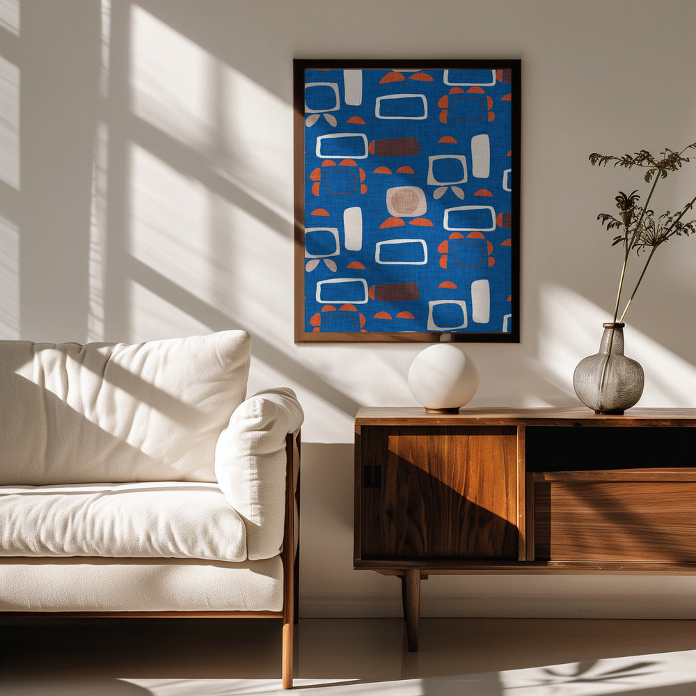 Mod Outline Blue    Rectangular   Din   Susana Costa Poster