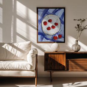 A Plate of Cherries Food Painting Poster