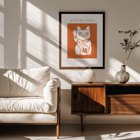 Maneki-neko Cat Orange Poster