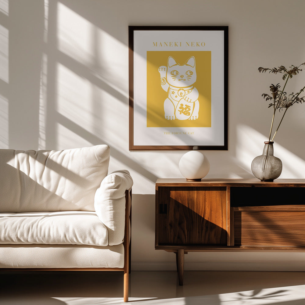 Maneki-Neko Yellow Cat Poster