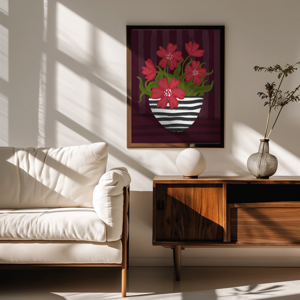 Striped Vase Poster