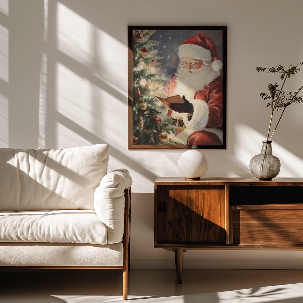 Santa Reading II Poster