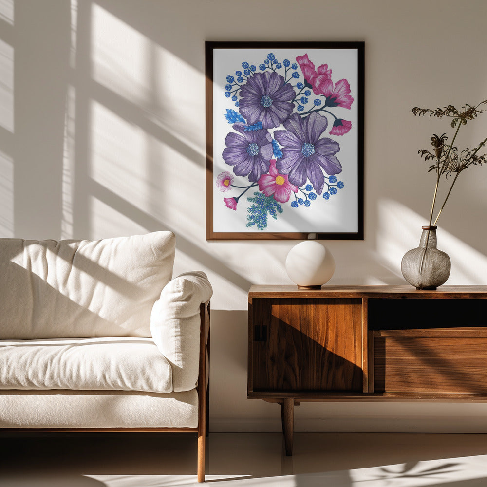 Pink and Purple Florals Poster