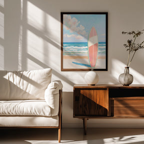 Sea Beach Surfboard Poster