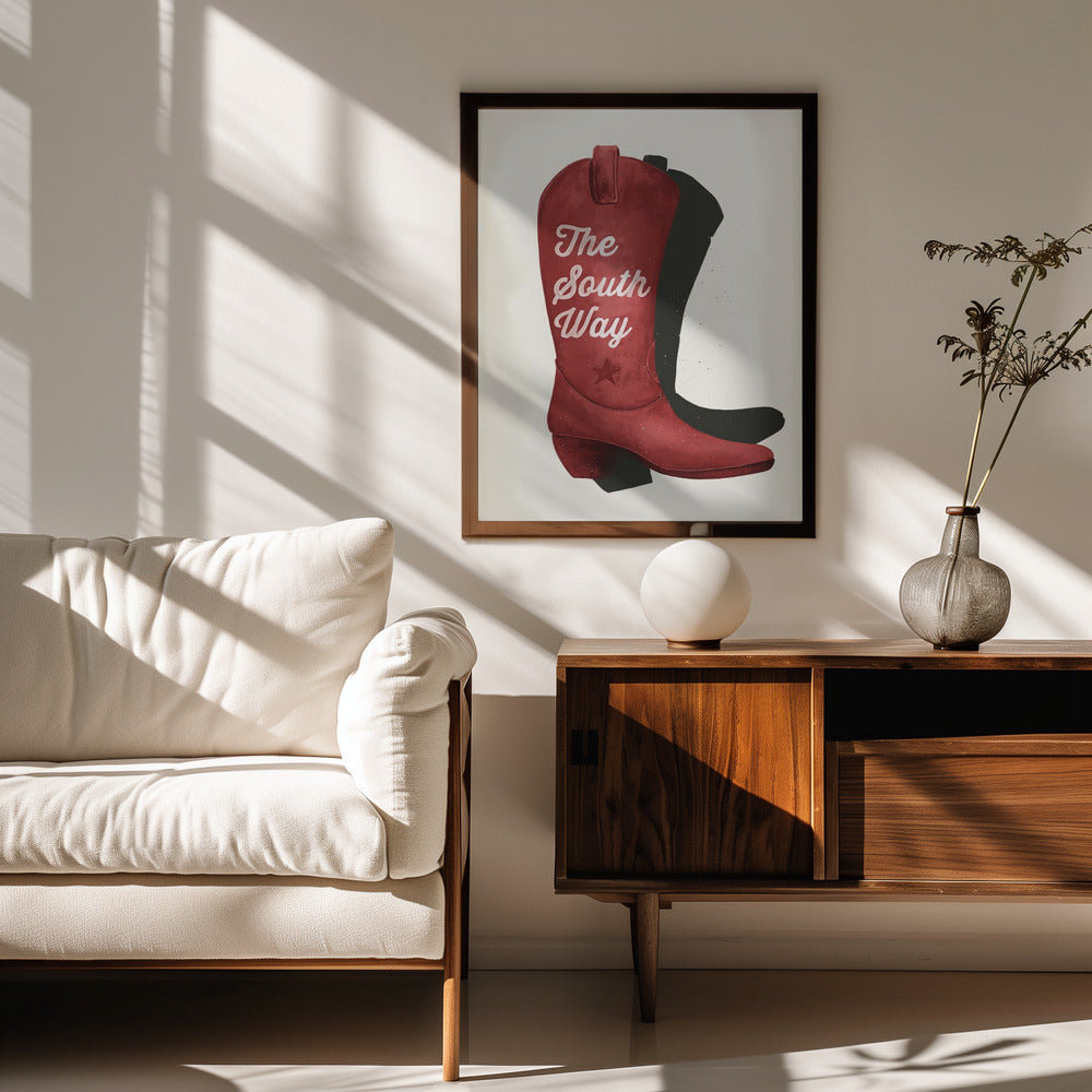 Cowgirl red boot print Poster