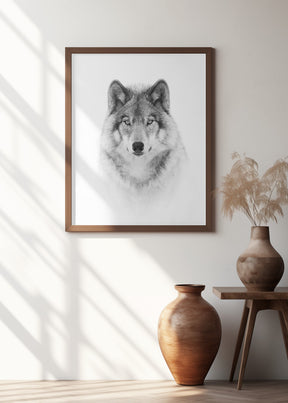 Portrait of a Timber Wolf Poster