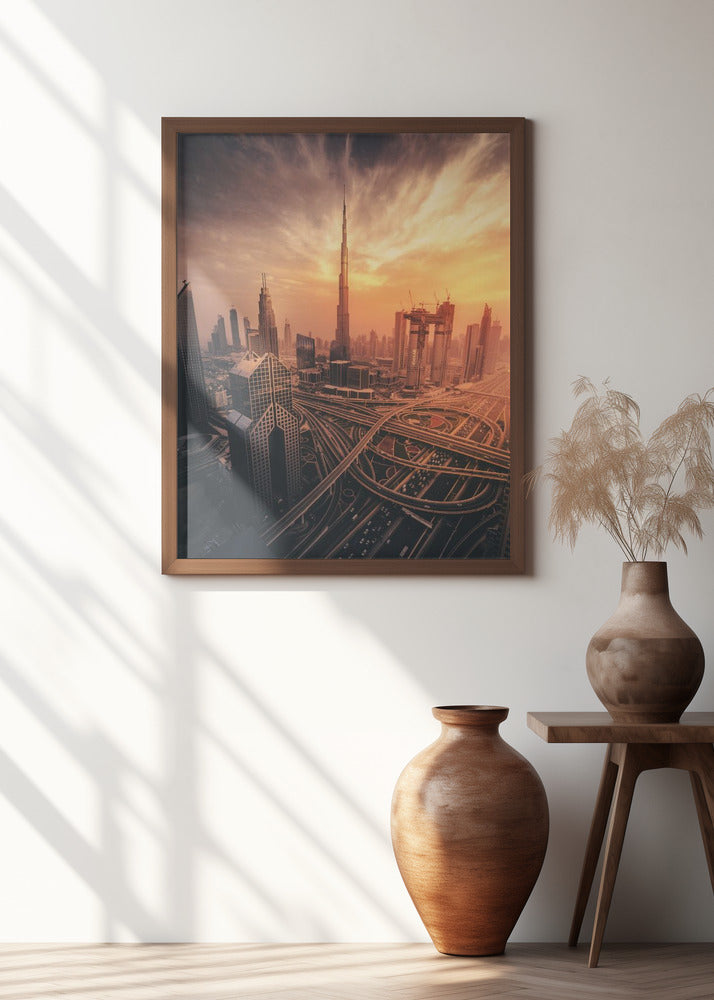 Dubai's Fiery sunset Poster