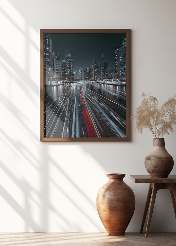 Traffic jam in the Dubai canal Poster