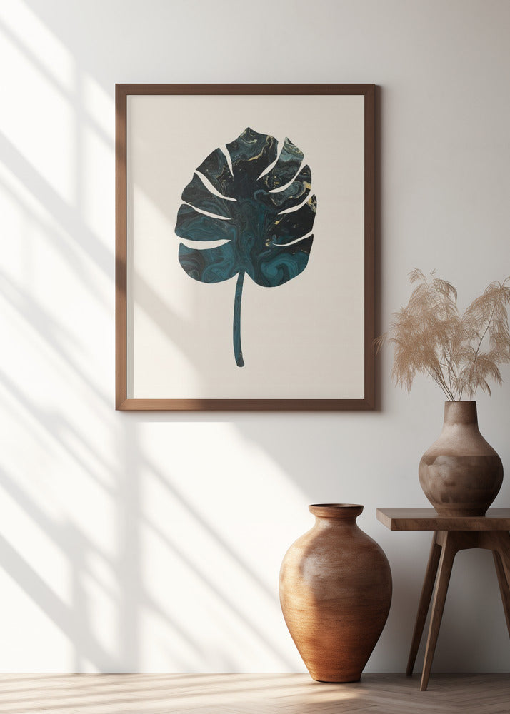 Monstera Marble Green Poster