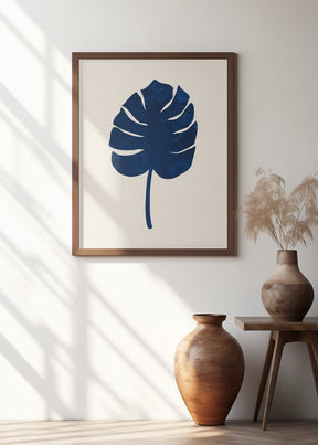 Monstera Marble Blue Poster