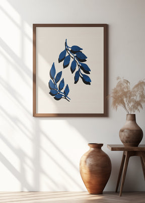 Blue Twig Brush Poster