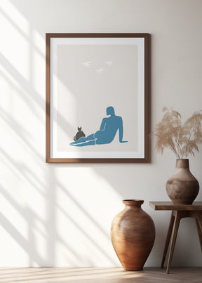 Woman and Cat Poster