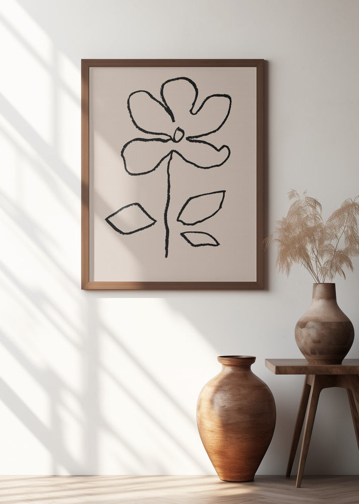 Oil Pastel Flower Black Poster