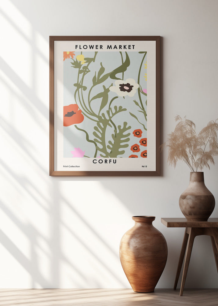 Flower Market Corfu Poster