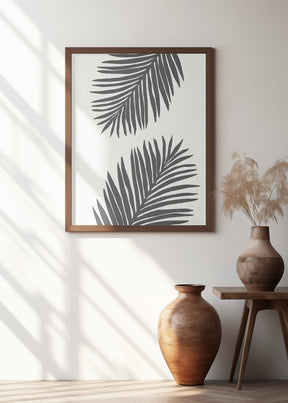 PALM LEAF 12 GRAPHITE GRAY Poster