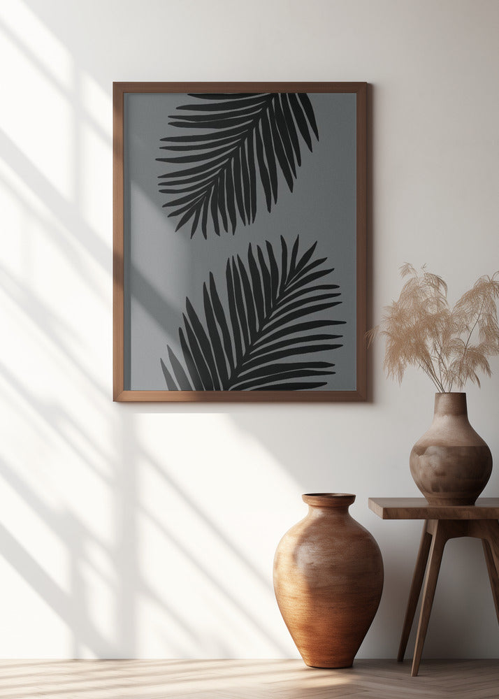 Palm Leaf Gray 02 Poster