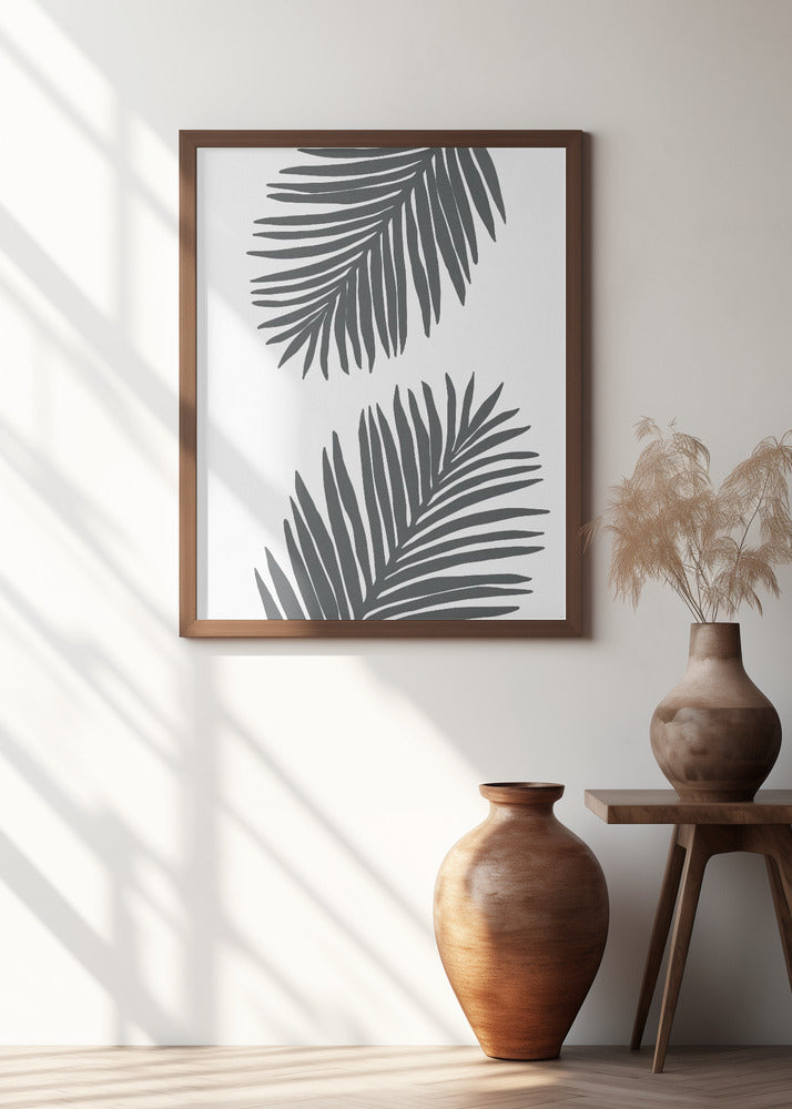 Palm Leaf Gray 01 Poster