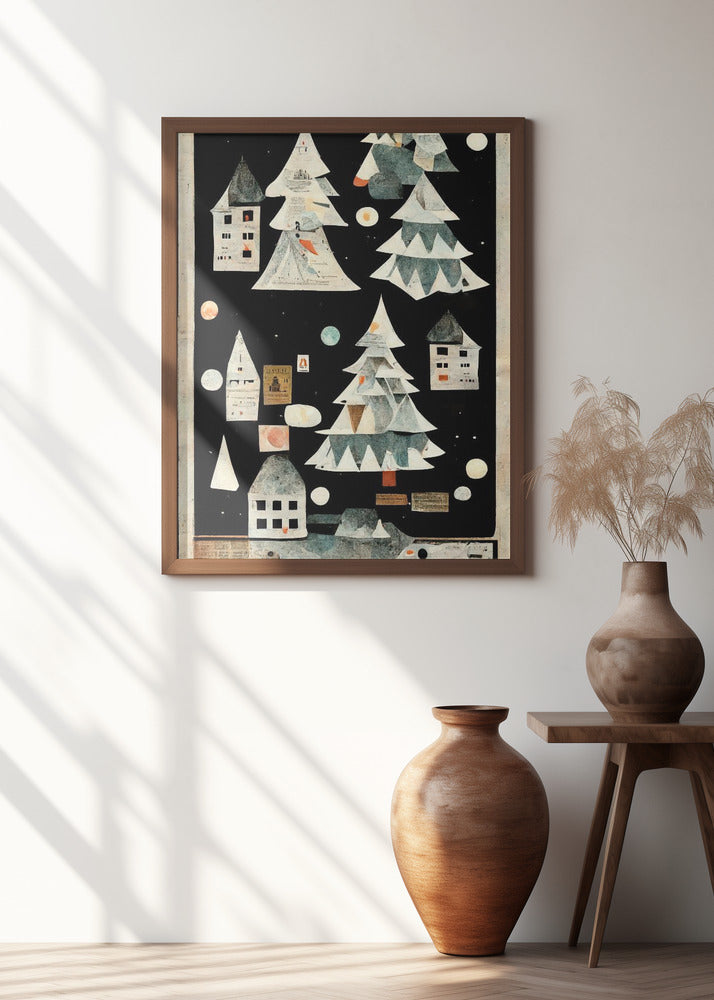 A Paper Village At Night Poster