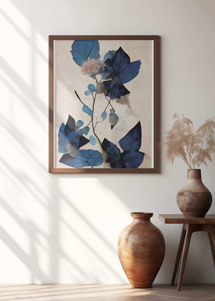 Blue Dry Flowers Poster