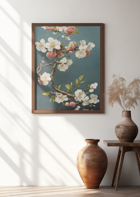 White Cherry Blossoms Poster