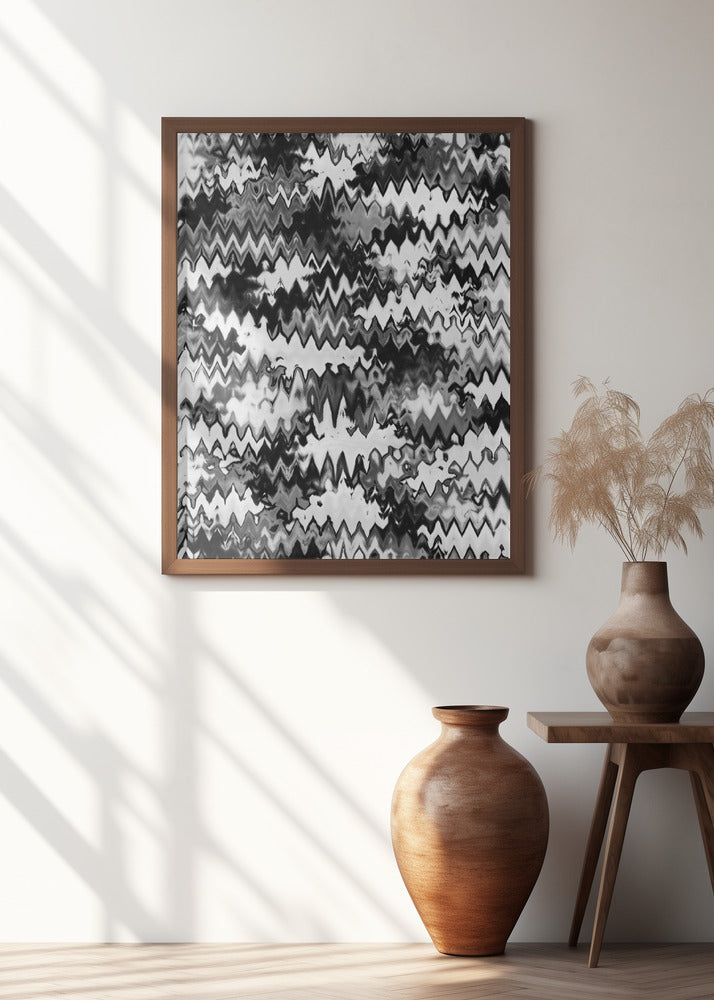 Black And White Zig Zag Pattern Poster