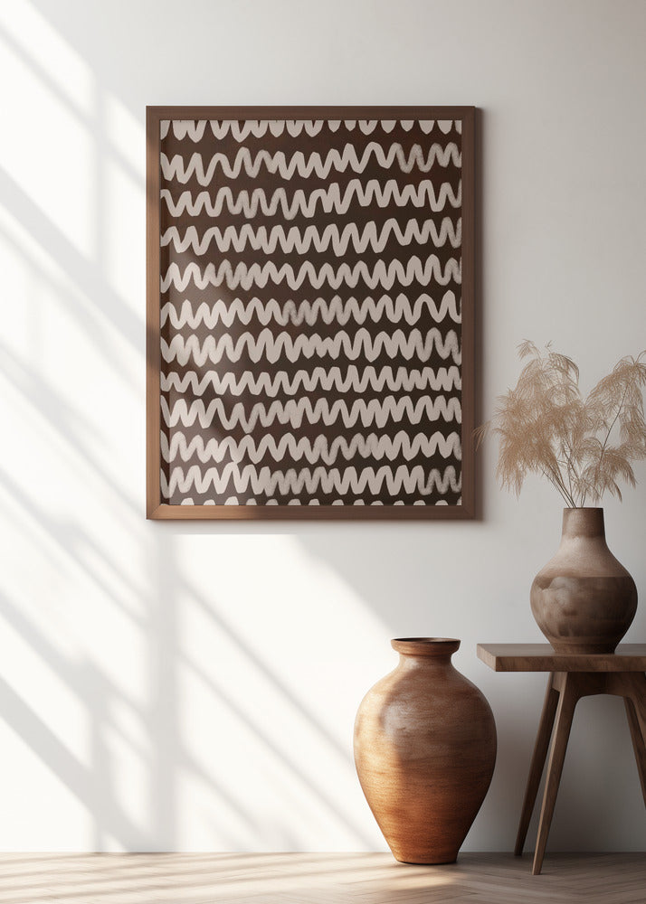 Beige ZigZag on Rusty Color Pattern Poster