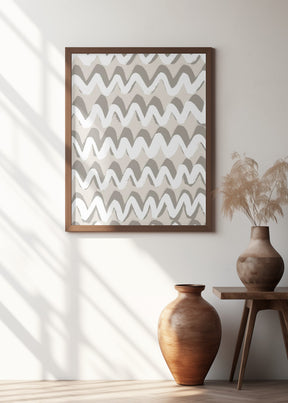 White and Beige ZigZag Pattern Poster