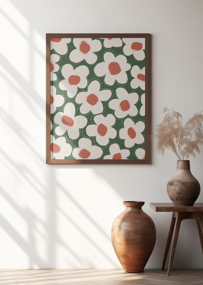 Cute Beige Flower Pattern Poster