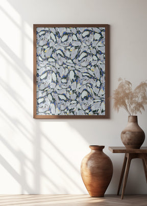 Blue Ice Flowers Pattern Poster