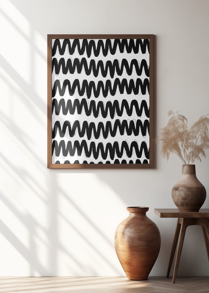 Black Zig Zag Pattern Poster