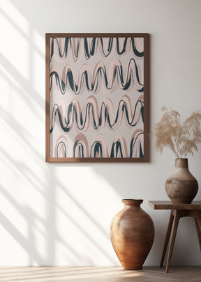 Beige Blue Pastel Waves Poster