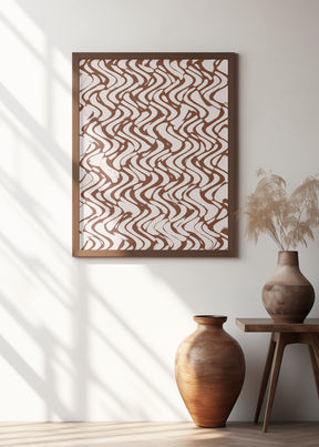 Beige Wavey Zig Zag Pattern Poster