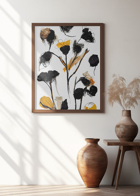 Black Dry Flowers Poster