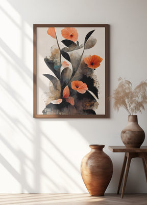 Coral Flowers Poster