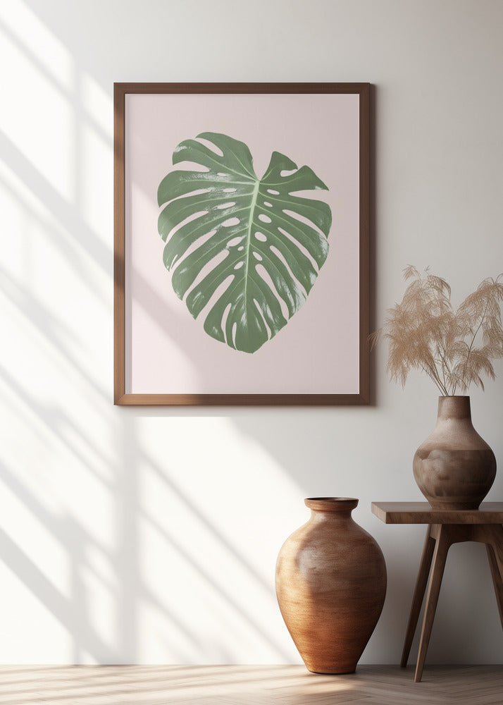 Monstera Leaf Blush Poster