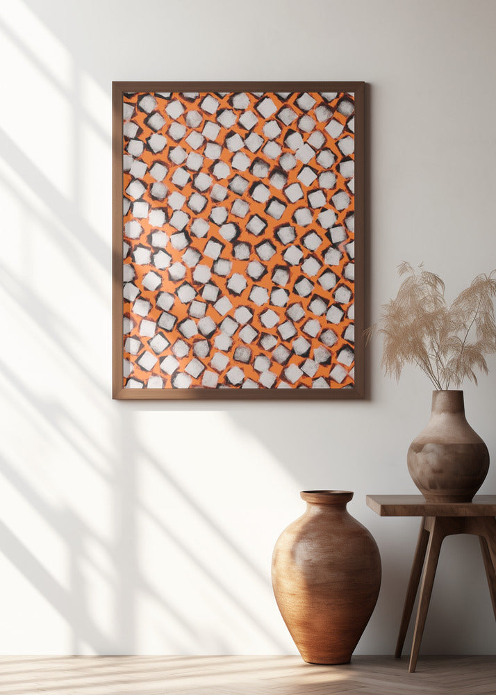 White Cubes Pattern Poster