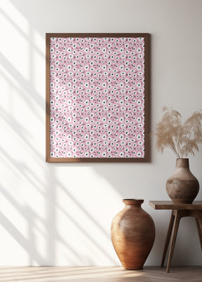 Cute Flowers On Pink Poster