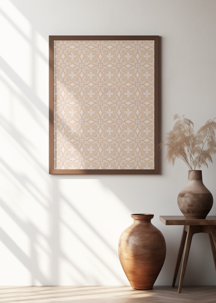 Geometric Beige Tile Pattern Poster