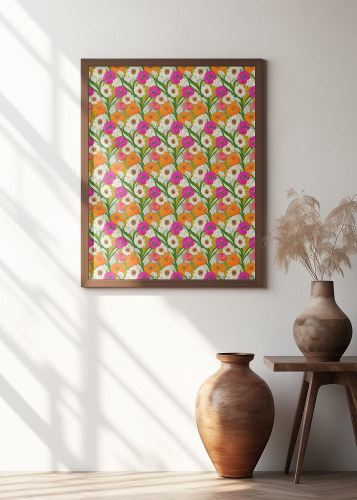 Stitched Flowers Pattern Poster