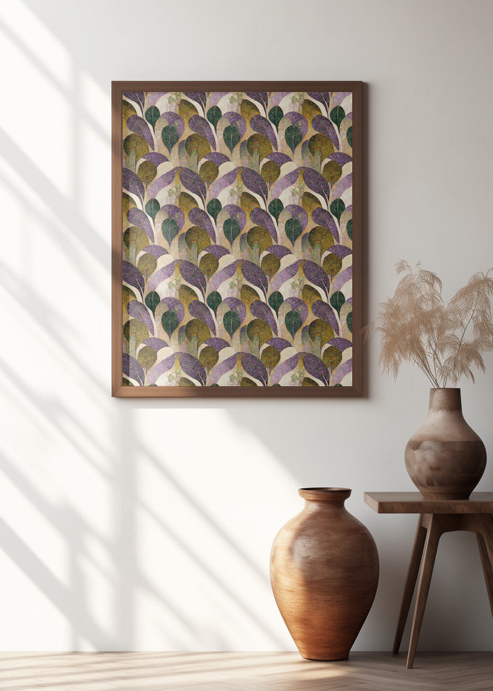 Purple Leafs Pattern Poster