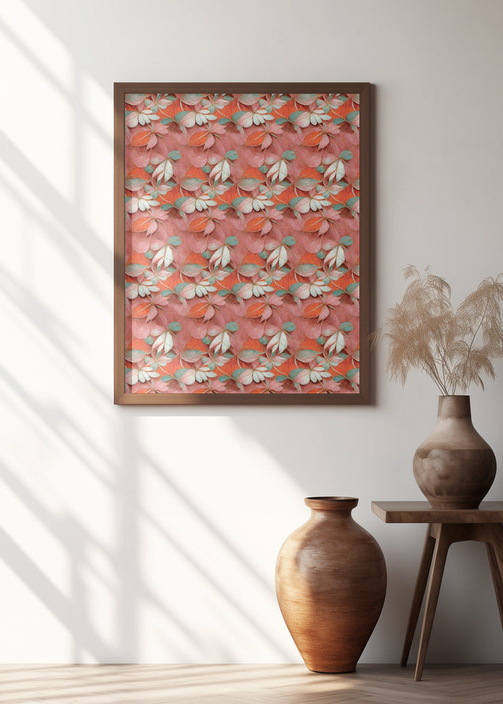 Orange Floral Pattern Poster