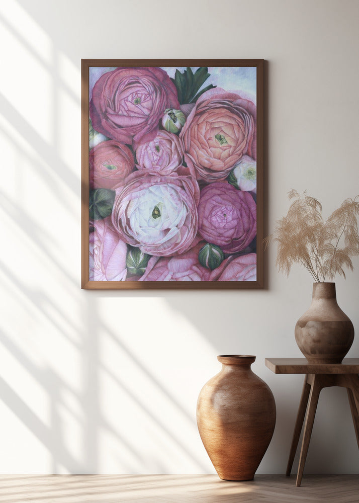 Arleth ranunculus bouquet in cold pink Poster