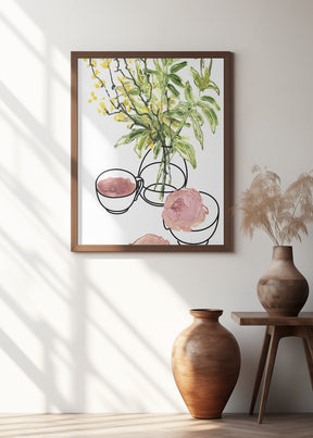 Vase, teacup, and rose Poster