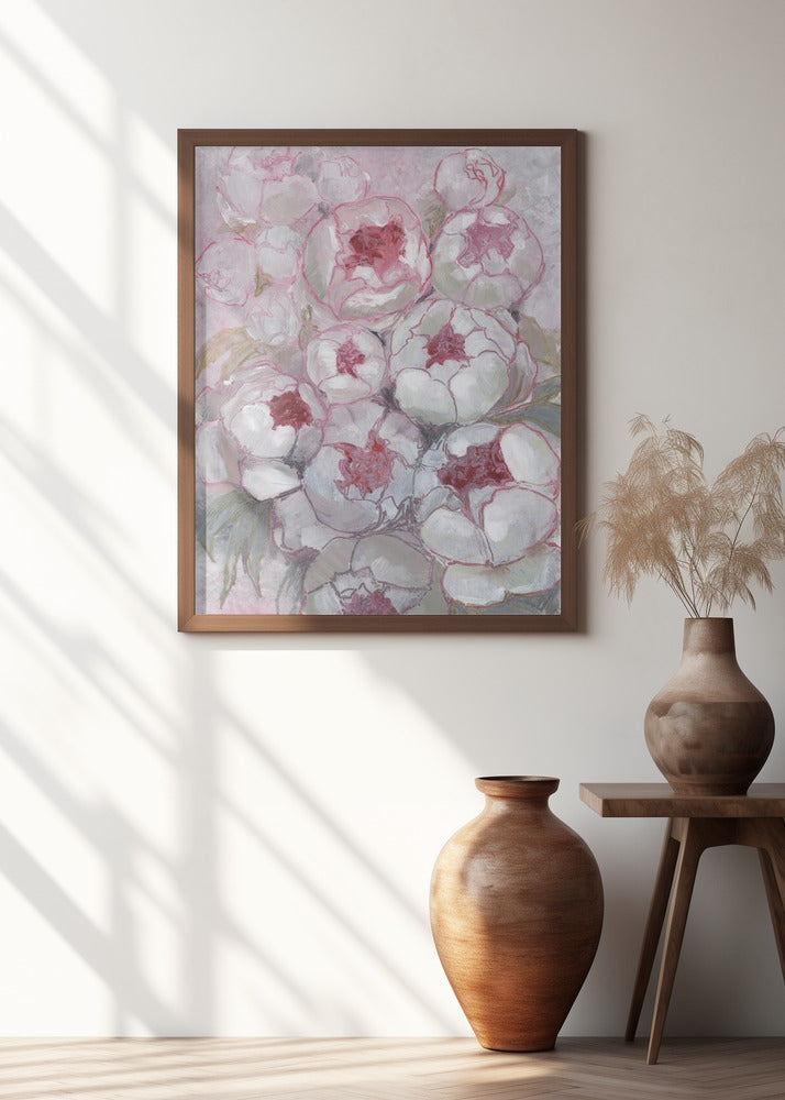 Nuria bouquet of peonies in pink Poster