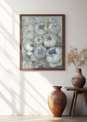 Nuria bouquet of peonies in teal and green Poster