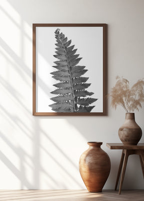 Gray fern leaf Poster