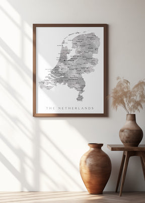 Gray map of the Netherlands Poster