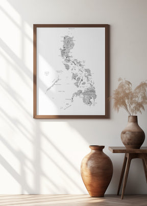 Gray watercolor map of Philippines Poster