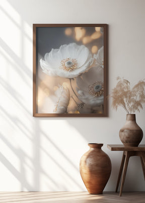 White And Golden Flowers Poster